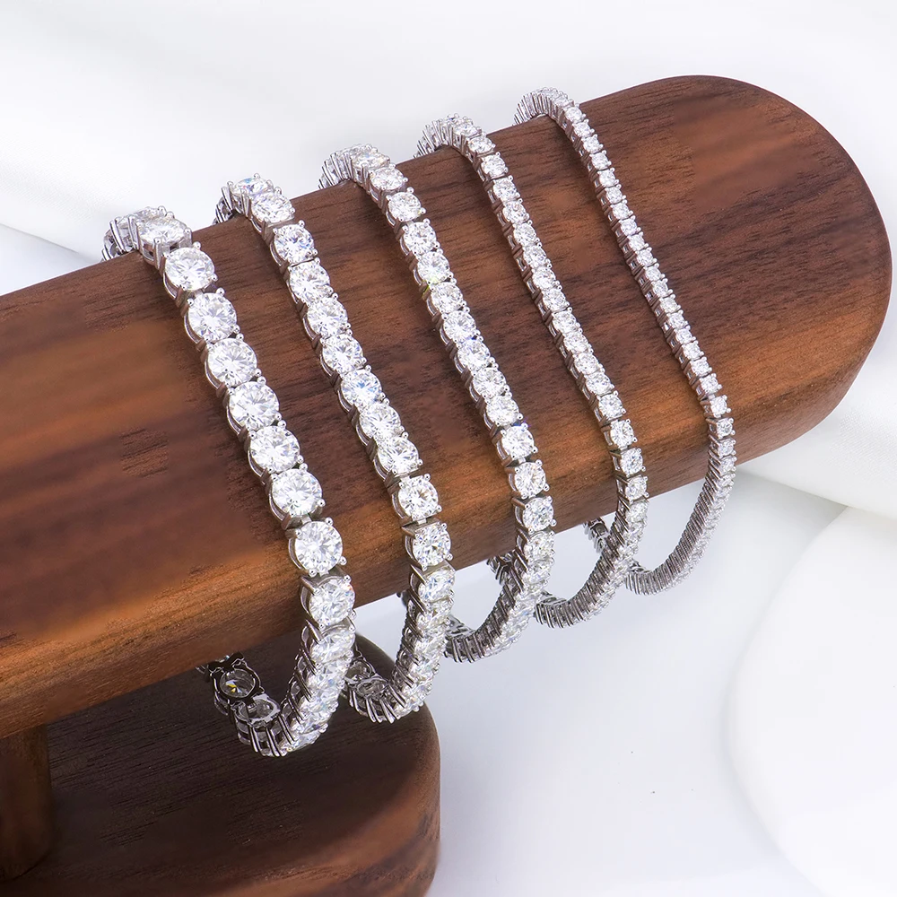 Браслет H ip Hop из серебра 925 пробы с муассанитом моссанит и бриллиантом для мужчин