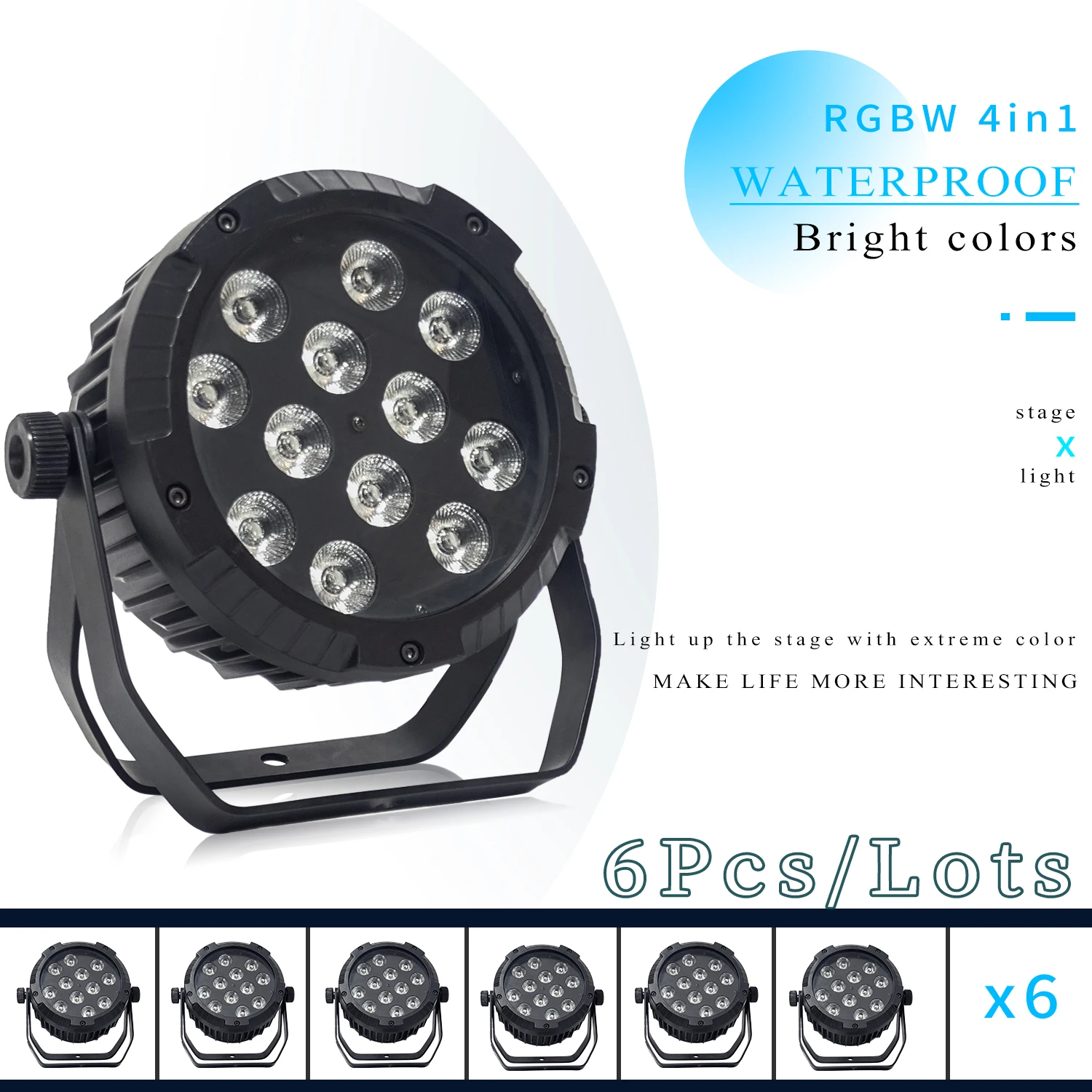 

6 шт./лот IP65 Водонепроницаемый Светодиодный прожектор Par 12*18 Вт 4 в 1/5 в 1/6 в 1 наружный водонепроницаемый прожектор 12x18 Вт с большим объективом ...