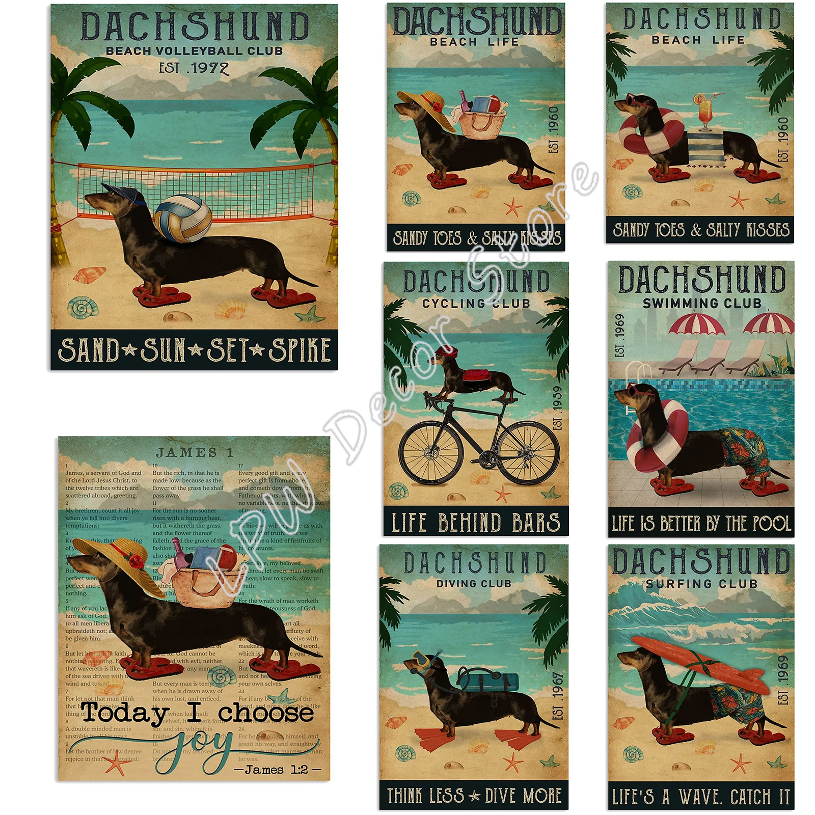 

Dachshund Tin Sign Swimming Club Poster Bar Club Bathroom Bedroom Cafe Restaurant Home Wall Decoration 12x16 Inch Gift