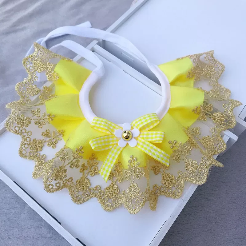 

2023New Bowknot Pet Collar Lace Bibs Cute Lace Pet Collar Bib Lovely Dog Cat Necklace Decor Collars for Small Dog