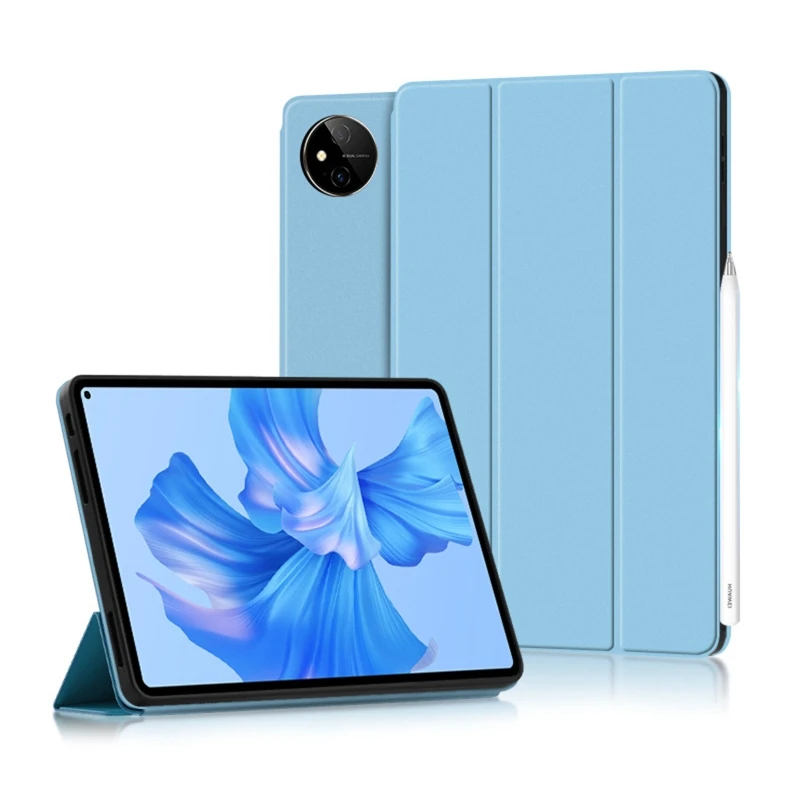 

Полноразмерная Кожаная подставка J60A тройного сложения, однотонный держатель для MatePadPro11 из искусственной кожи с функцией автоматического п...