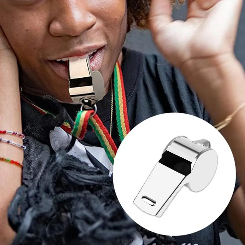 

Stainless Steel Whistles Referee Sport Rugby Metal Whistle With Rope Party Training Soccer Football Basketball Cheerleading Tool
