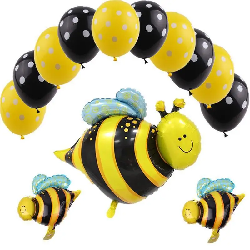 

Bee Aluminum Balloon Yellow with Polka Dots Black Polka Dot Package Ladybug Birthday Party Decoration Layout Wedding Balloon