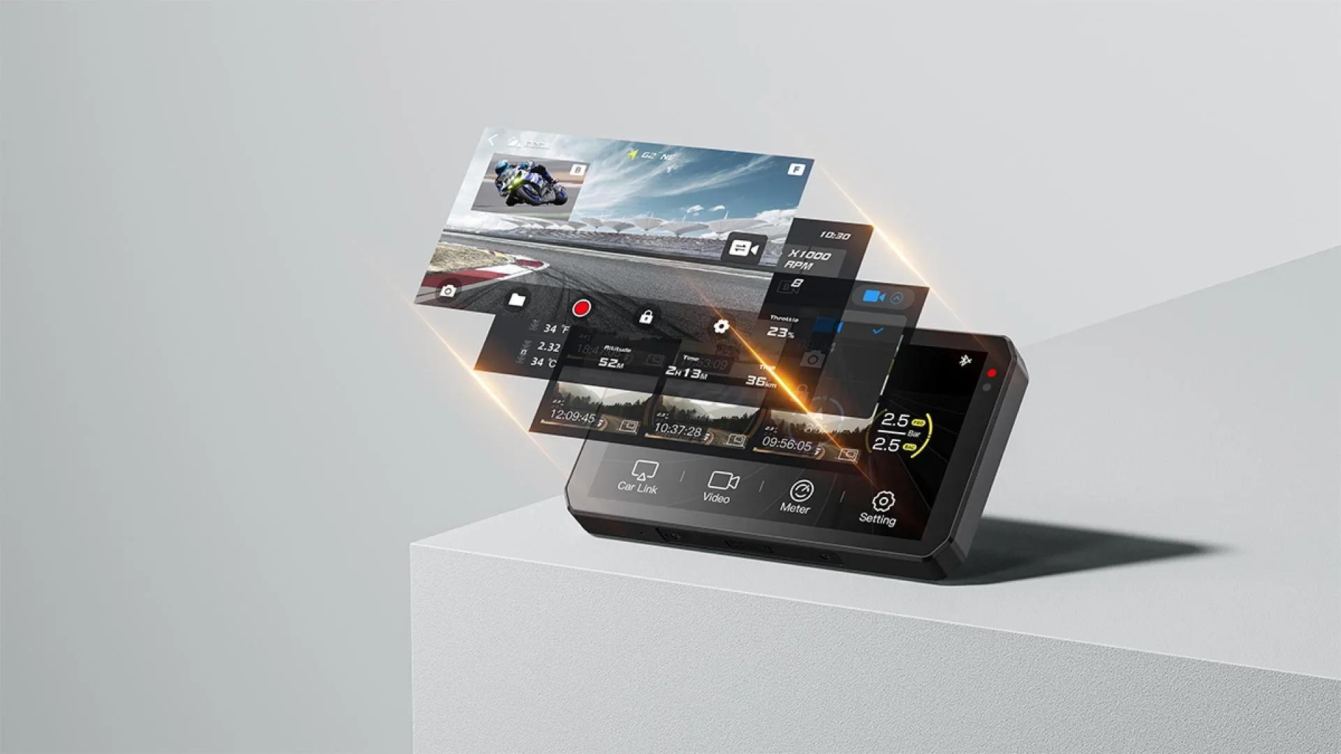 AIO-5Lite Мотоциклетная система Carplay Android Auto с GPS-навигацией BSD STARVIS HDR 5 дюймов IPS LCD 5G Wi-Fi