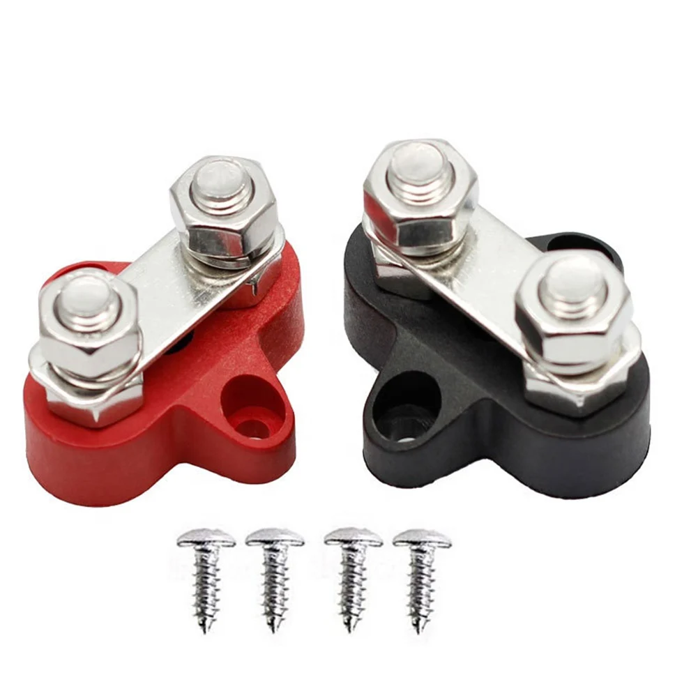 

1 Red 1 Black Terminal Block Heavy Duty Stainless Steel Black M6 With Bridge Stainless Steel Universal Fitment