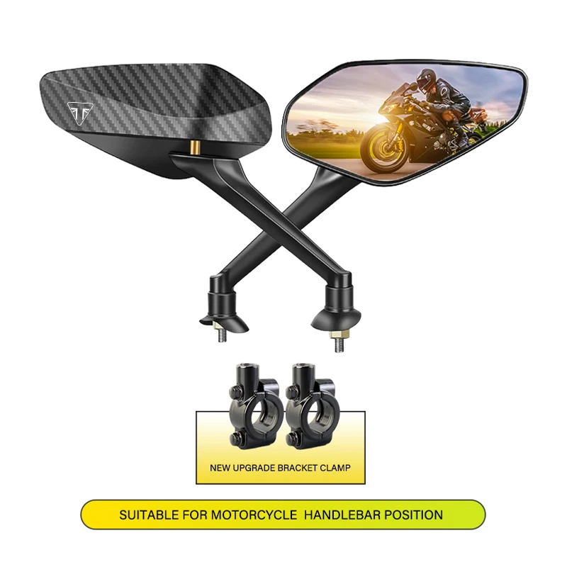 

Выпуклое зеркало заднего вида для мотоцикла с широким обзором для Triumph Trident 660 Tiger 800 900 Tiger 800 Tiger 900, регулируемое углеродное волокно