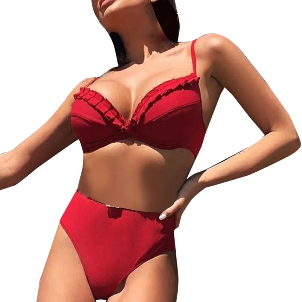 

Sexy Women Ruffles Bikini Push-Up Pad Swimwear Swimsuit Beachwear