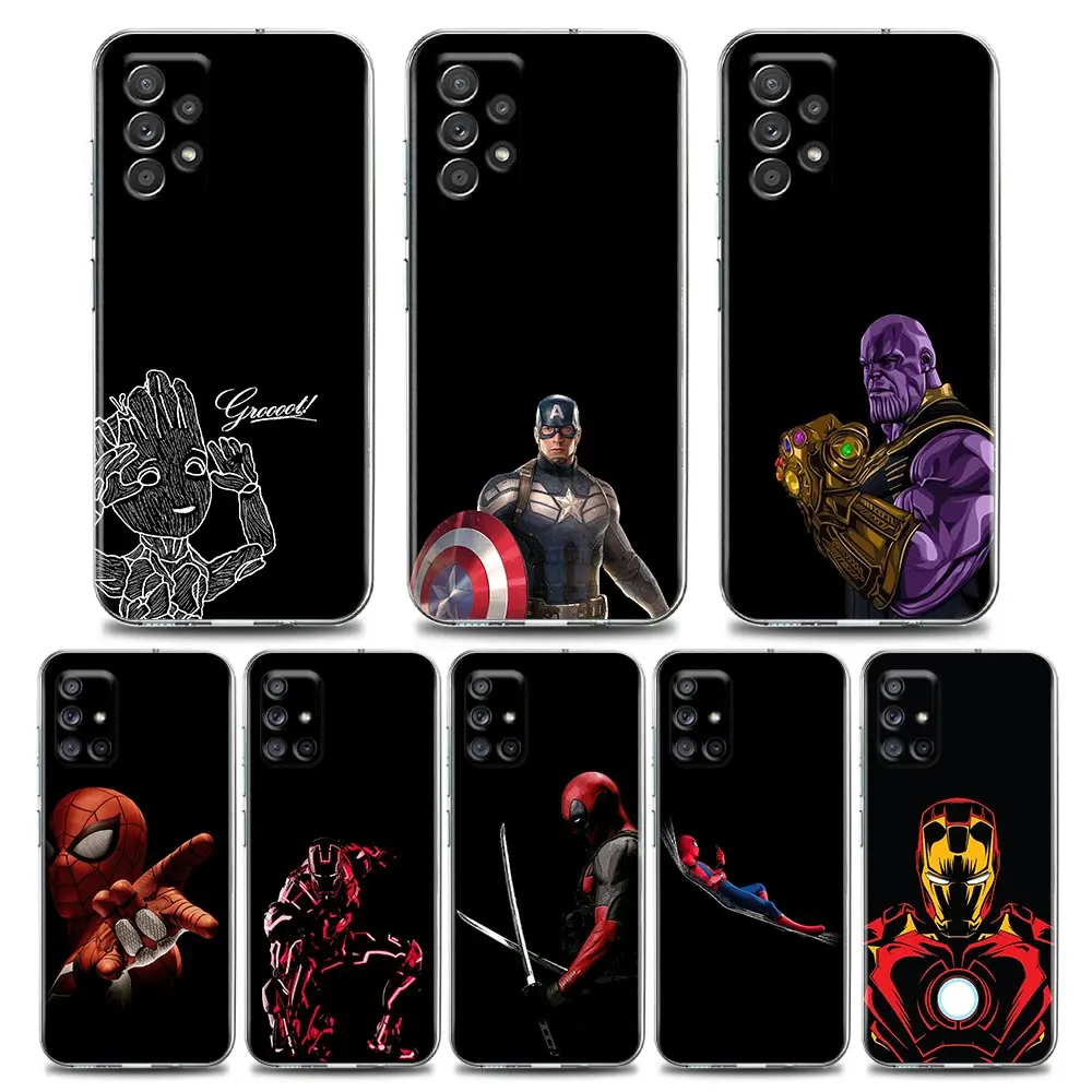 

Marvel Black Groot Captain America Case For Samsung Galaxy A52 A53 A72 A73 A51 A32 A41 A22 A23 A11 Soft Coque Clear Fundas Cover