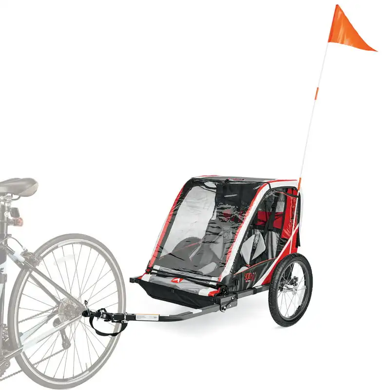 

Bicycle Trailer for 2- up to 50 lbs each, model T2 color Red, max capacity 100 lbs