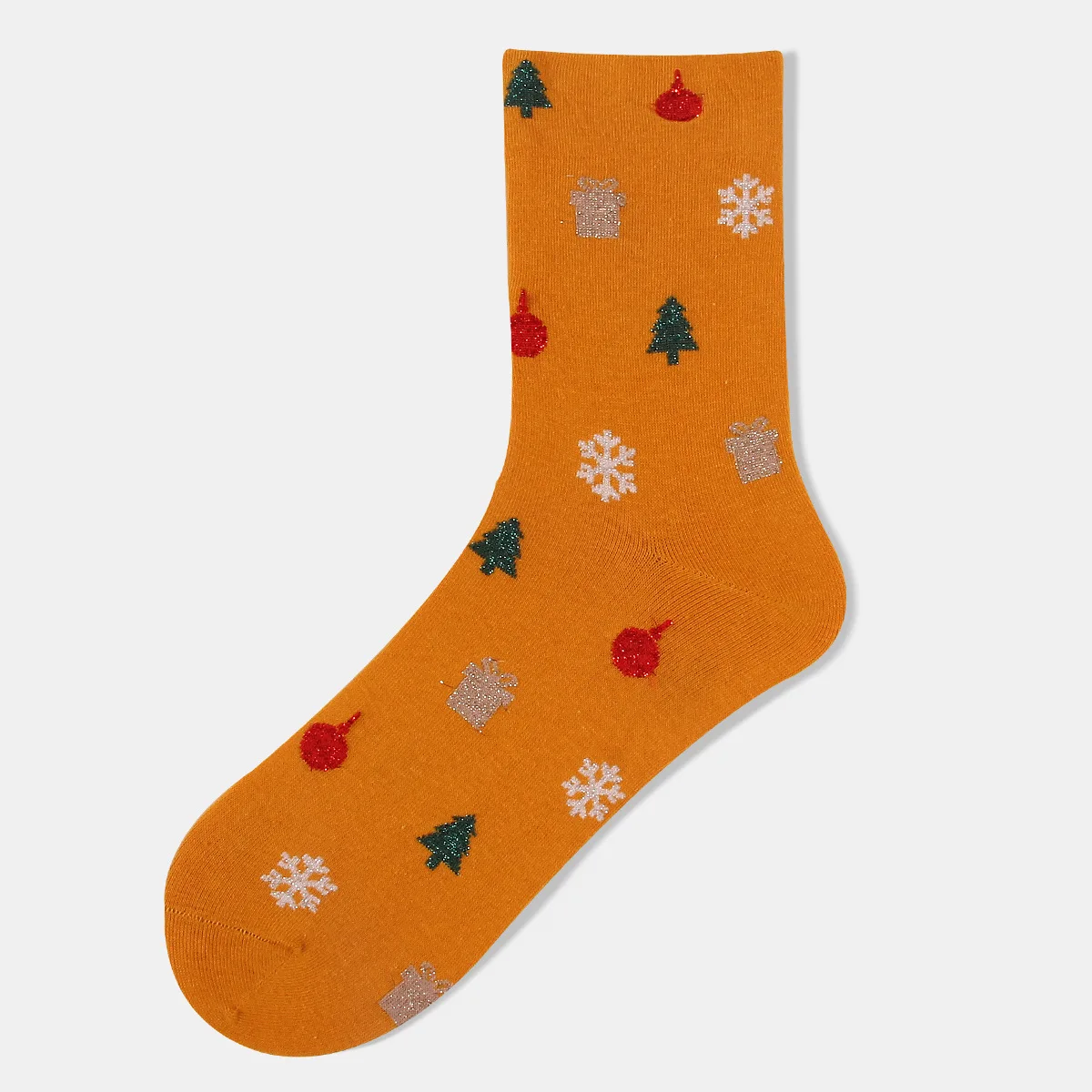 12 Pairs of  New Mid-tube Christmas Tree Cotton Socks Sweat-absorbing Cute Jacquard Breathable Holiday Santa Claus Cotton Socks