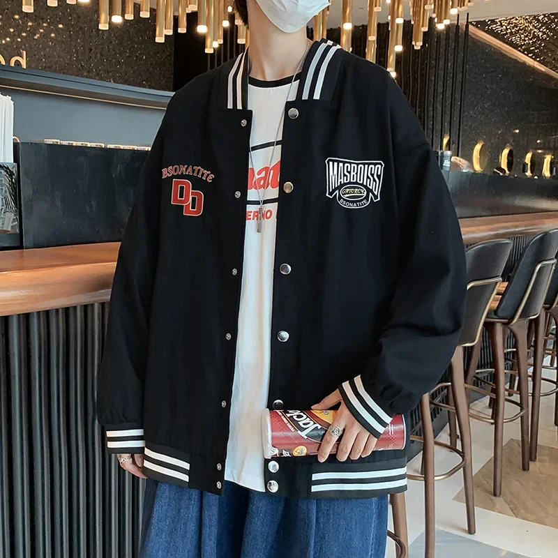 Модная мужская куртка с вышивкой в корейском стиле свободная повседневная