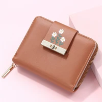 pu leather short womens print wallets fashion female zipper hasp coin purses clutch money bag credit id card holder case