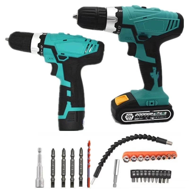 

2022 New Rechargeable drill 12V16V20V lithium battery rechargeable drill electric drill electric screwdriver two-speed metal tin