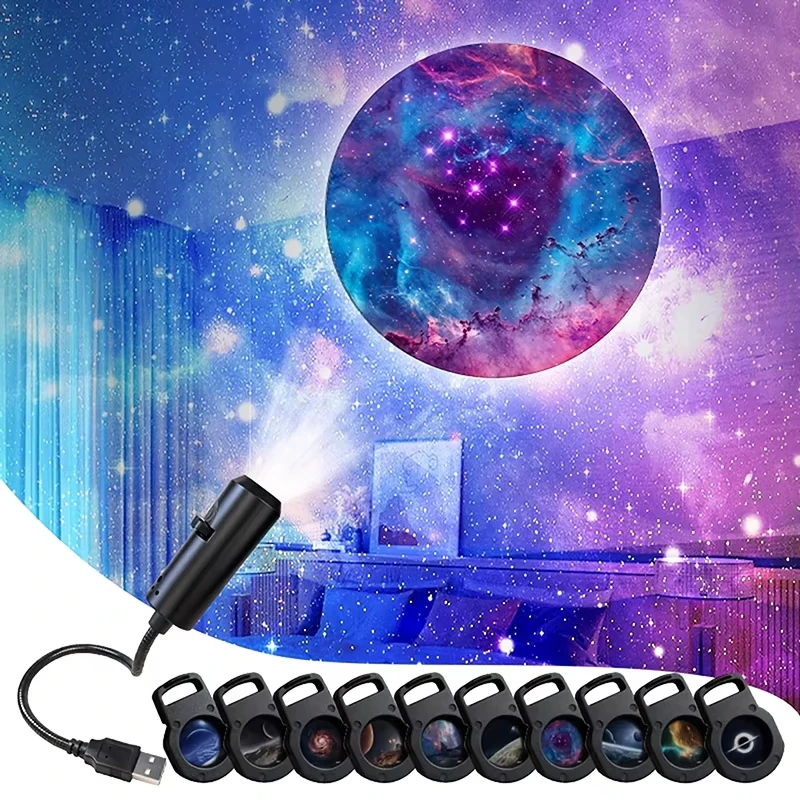 Фото Новый USB-проектор звездного неба с четким изображением, регулируемой яркостью, сенсорным управлением, ночник, проектор звезд для крыши автомобиля. №4