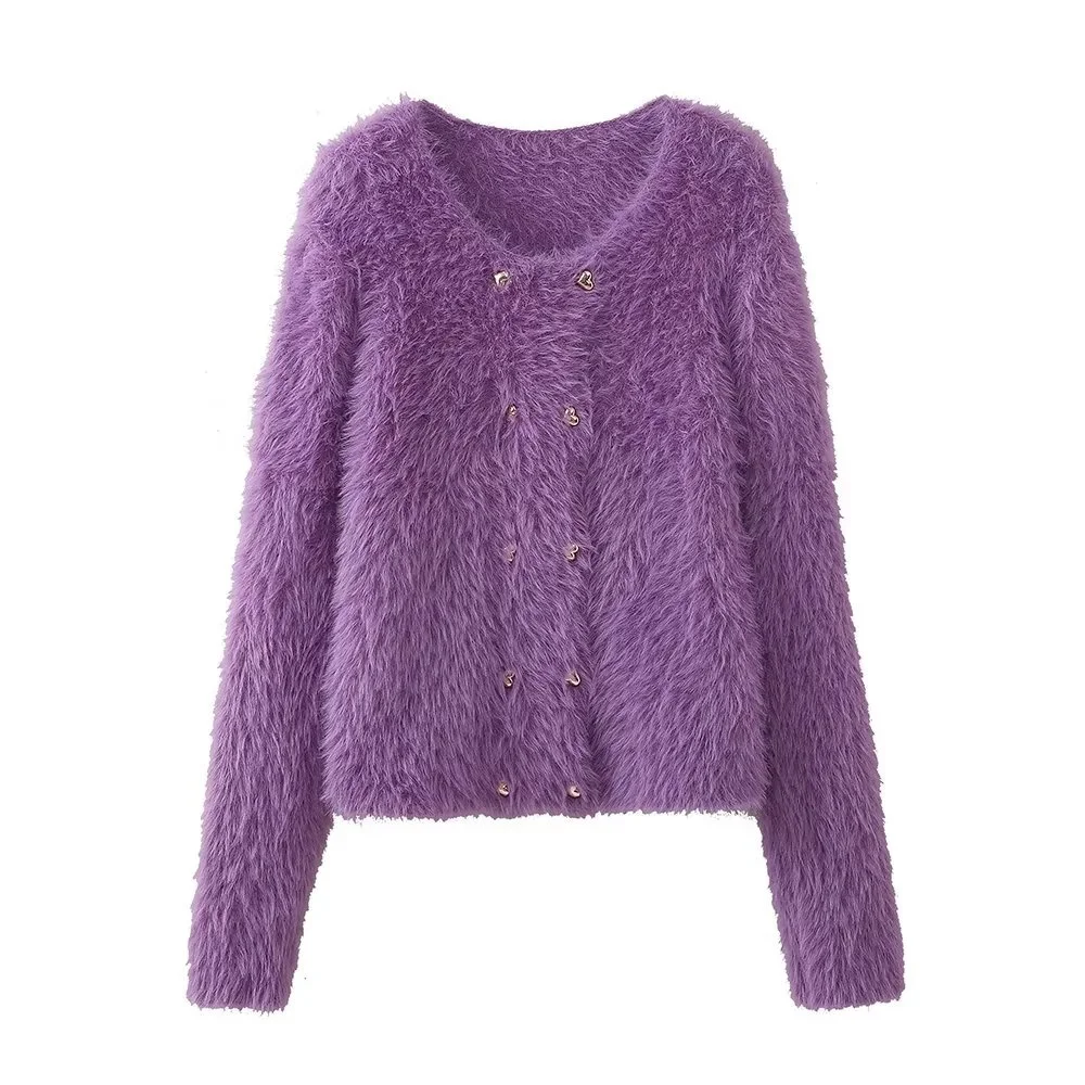 

UNIZERA 2023 Autumn New Women's Wear European and American Style Versatile Plush Red Sweater Women's Short