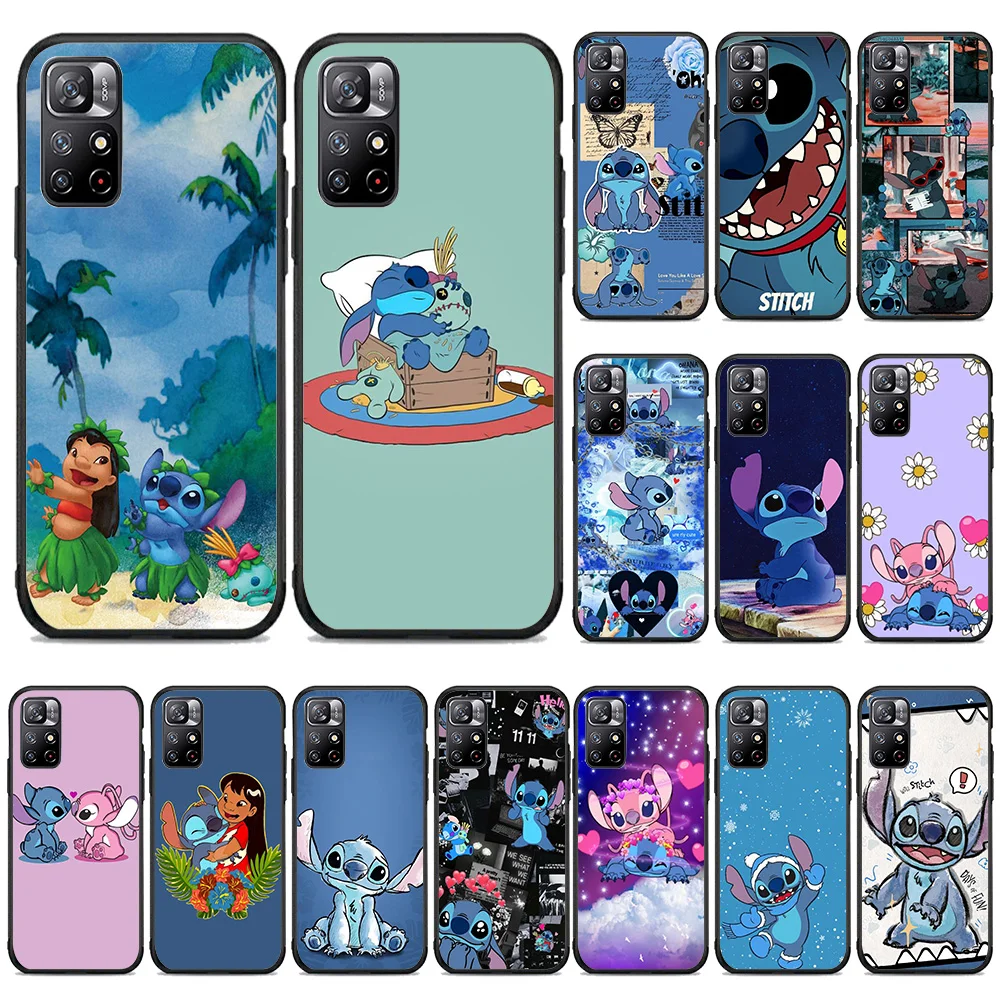 Черный чехол B-17 Lilo &amp Stitch для Xiaomi Poco X4 X5 C65 Redmi 12C Note 12 7A 7 12S Turbo Pro Plus 5G