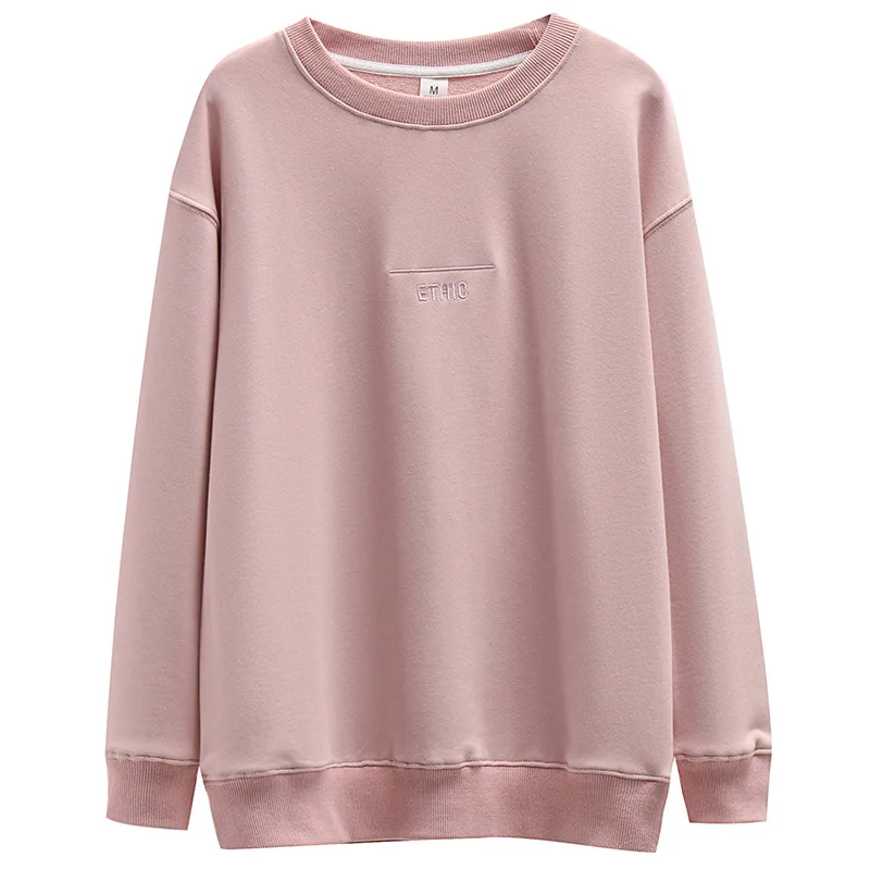 

Spring 2023 new thin-style round neck without velvet head long-sleeved embroidered fresh sweet white hoodie BLACK