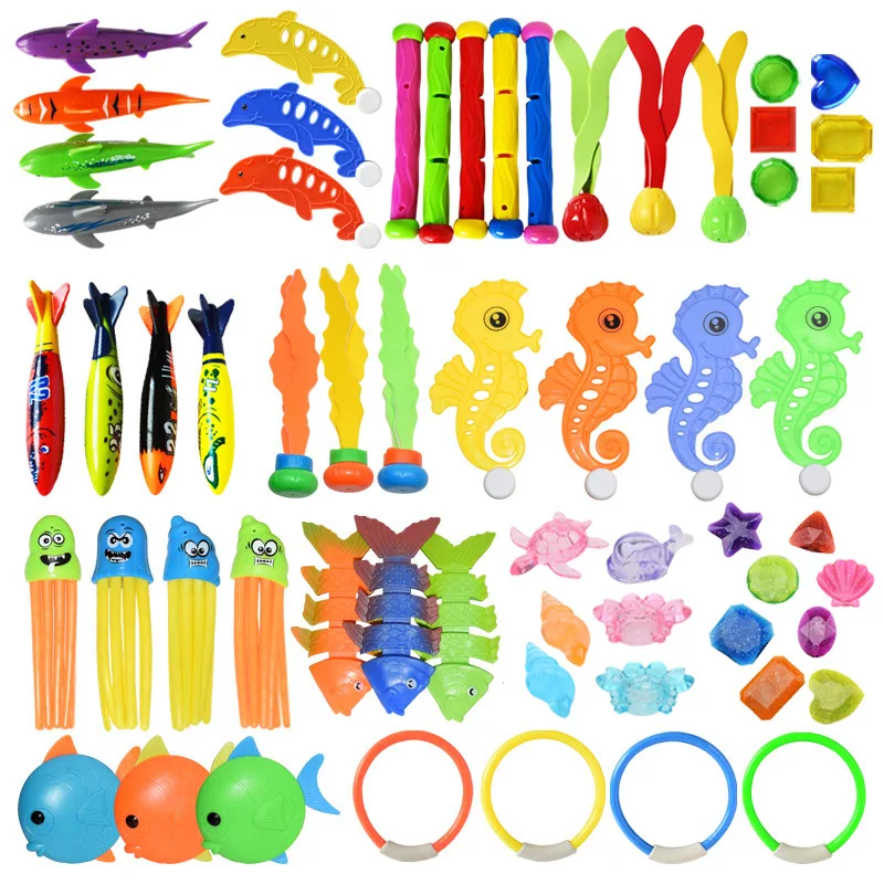 

Kid Summer Swimming Diving Toys Set Pool Game Seaweed Diving Stick Shark Rocket Throwing Underwater Water Games Pool Accessories