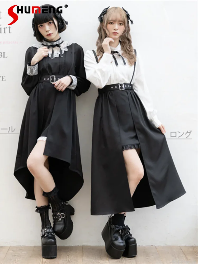Japanese Style Women' S Spring and Autumn New Skirt Short Front and Long Back All-Match Swallow Tail High Waist A- Line Skirts
