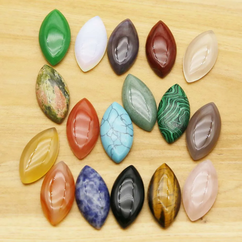 Natural Stone Horse Eyes CAB Cabochon Crystal Agate Eye of Horus Ring Face Beads Charms Jewelry Accessories Gift Wholesale 24Pcs