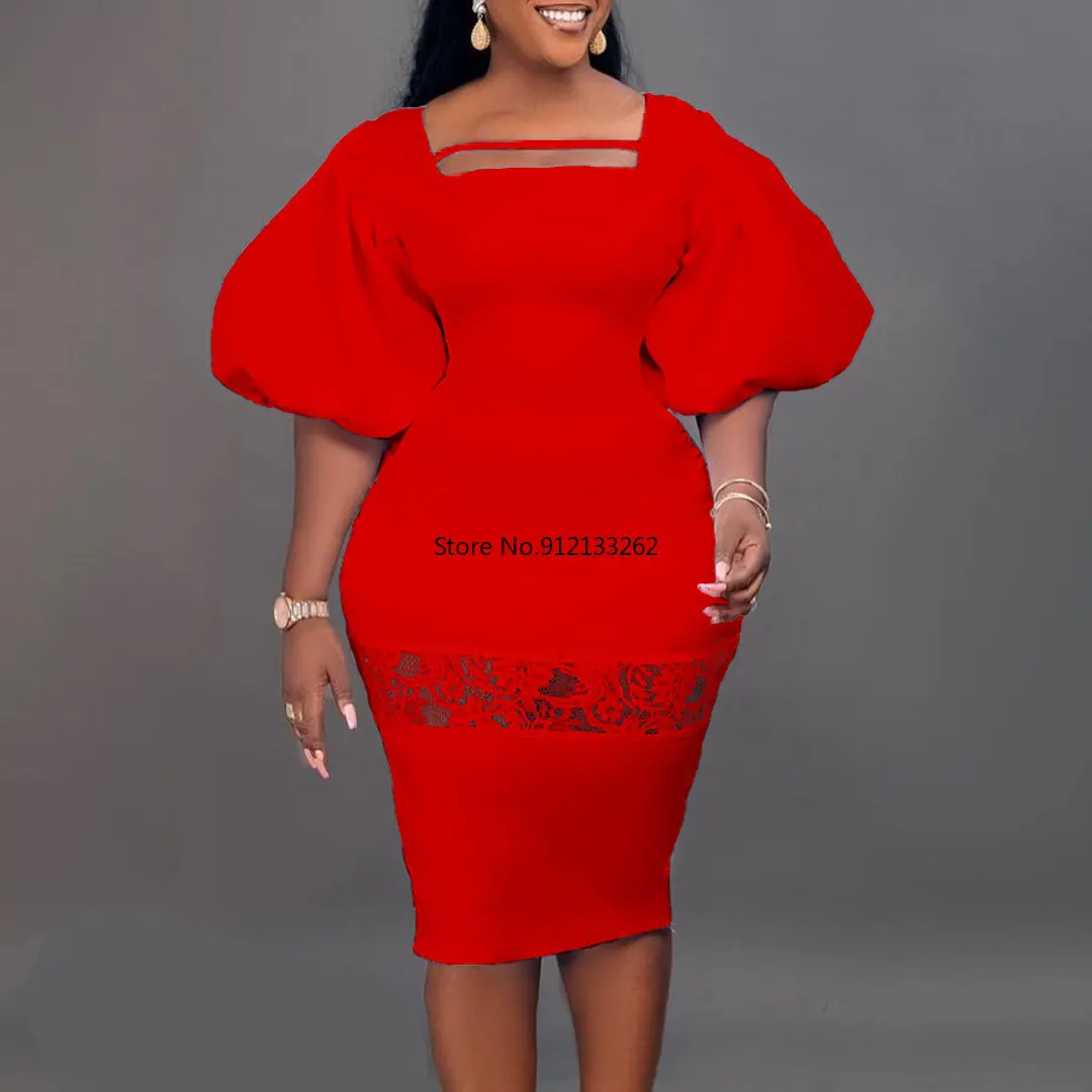 

Летнее элегантное платье в африканском стиле для женщин с коротким рукавом и квадратным вырезом из полиэстера однотонное платье длиной до ...