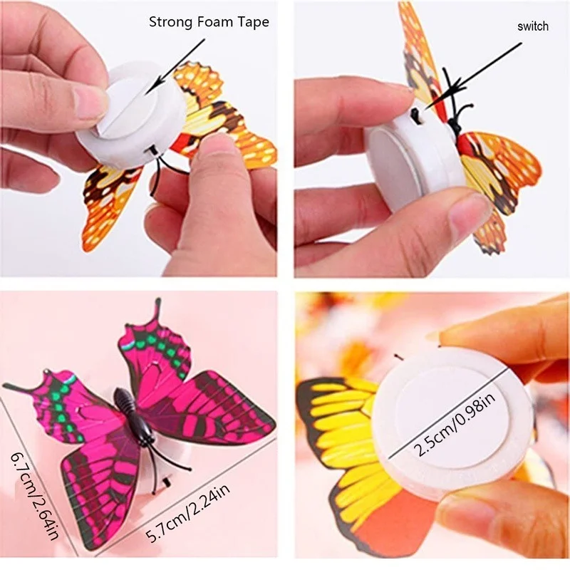 1/3/5Pcs Luminous Butterfly Night Light Colorful LED Night Light Battery Operated Wall Stickers Home Room Desk Wall Decor Lamps images - 6