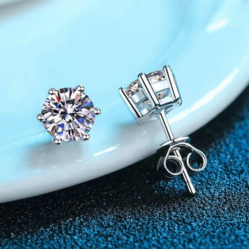 

100% 925 Sterling Silver Real 3 Carat 9mm D Color Moissanite Stud Earrings For Women Sparkling Wedding Fine Jewelry Gifts