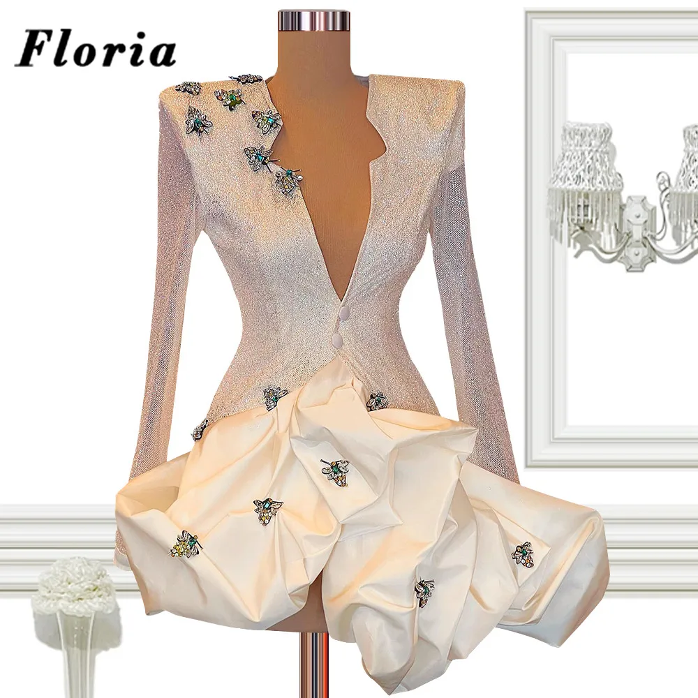 

Женское коктейльное платье с V-образным вырезом, с бусинами