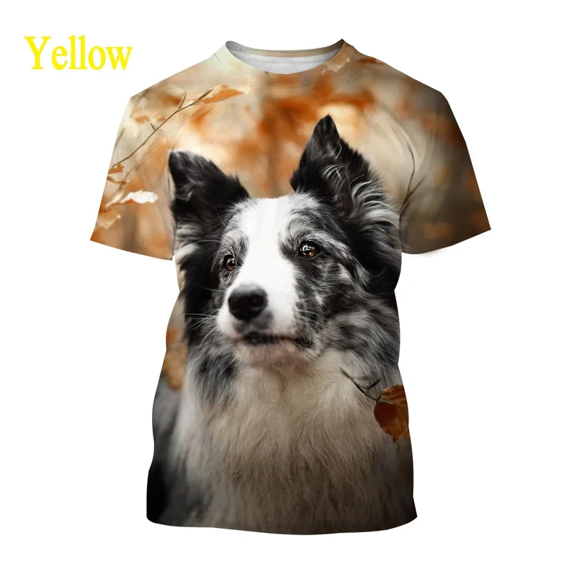 

2022 Cute Dog Casual T Shirt Border Collie 3D Printed T-shirt Summer Fashion Unisex Animal Round Neck Short Sleeve