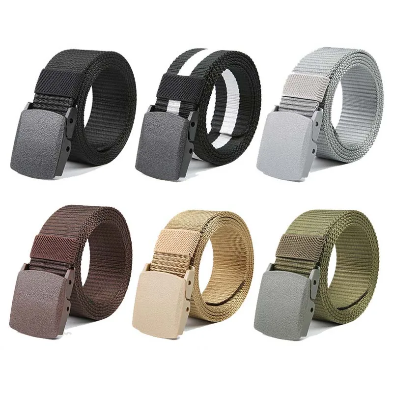 

Outdoor Tactical Nylon Belt for Men Military Training Solid Color Durable Fabric Belts with Plastic Buckle 110cm 120cm 130cm