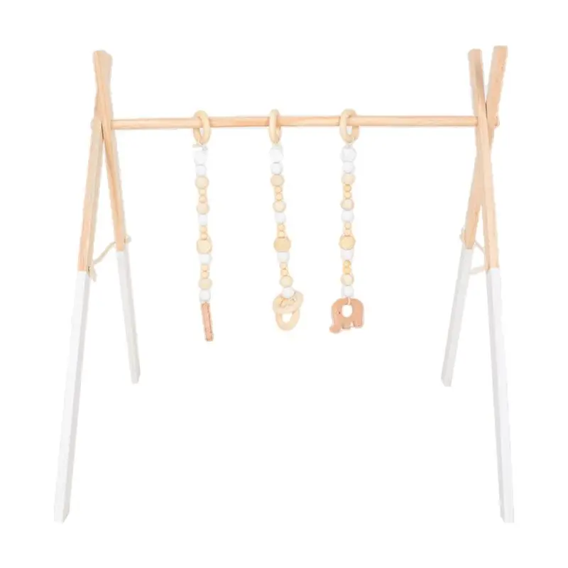 

1Set Nordic Cartoon Baby Wooden Gym Fitness Frame Rack Hanging Pendant Toys Kit Toddler Infant Room Decor