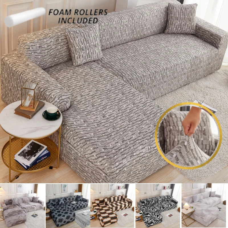 

Tweed Pattern Breathable Elastic Sofa Cover Cushion Universal 1/2/3/4 Seat For Livingroom Furniture Protector Stretch Removable