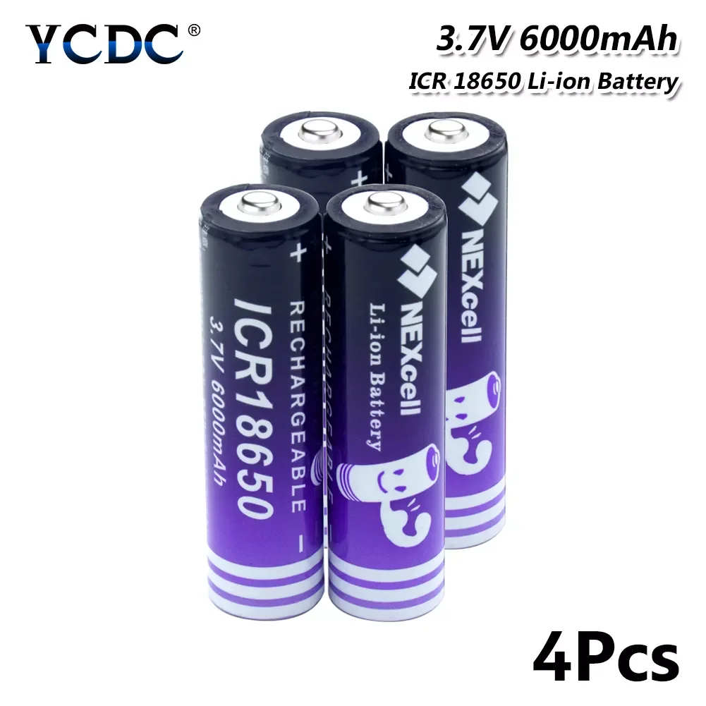 

NEW IN New 3.7V 6000mAh ICR 18650 rechargeable liion Lithium battery 18650 cell for Led flashlight Torch Fan batery Li-ion bater