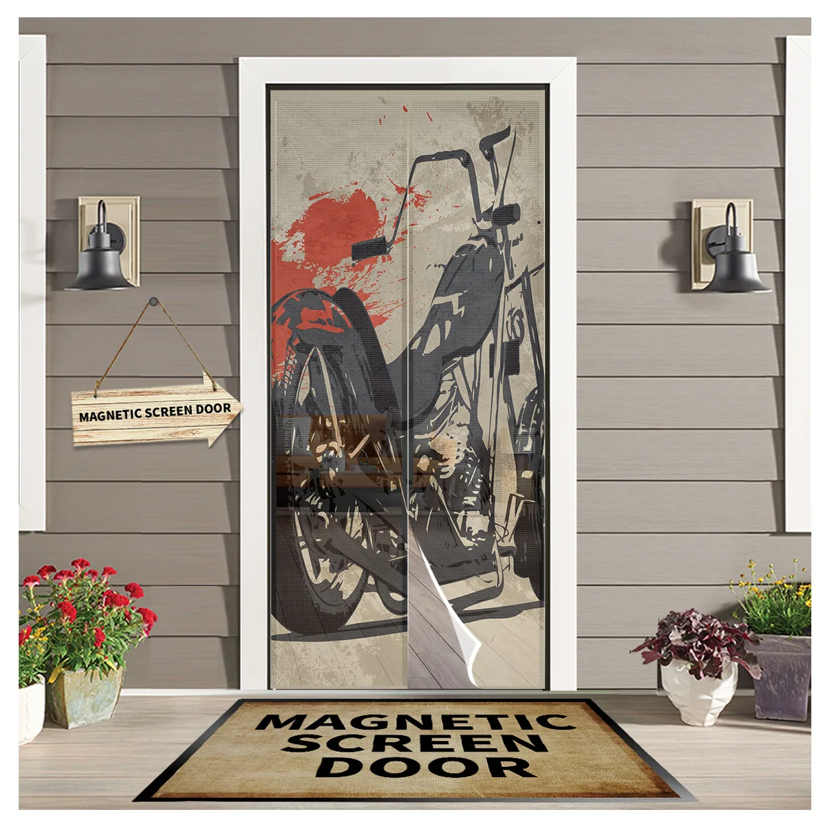 

Мотоциклетная Магнитная занавеска в стиле ретро, дверная занавеска, противомоскитная сетка, дверной экран, летняя детская фотозанавеска