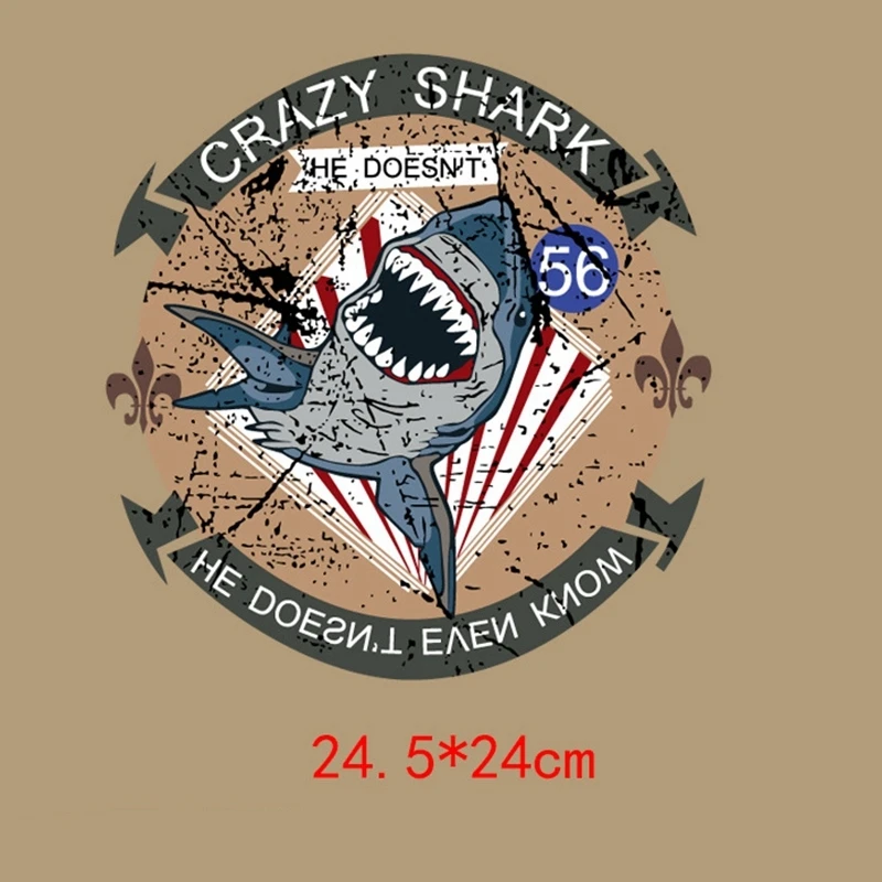 Модные термонаклейки Ocean Shark для самостоятельного нанесения тепла переводные