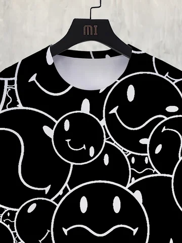 Мужская черная и белая спортивная футболка из полиэстера