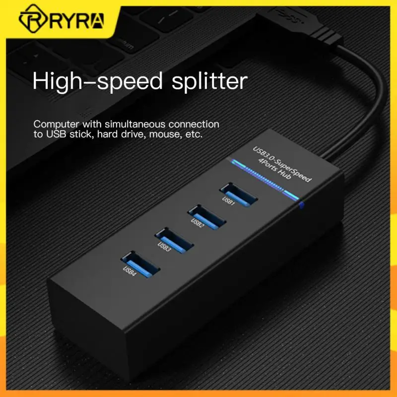 

RYRA 4 Port USB 3.0 2.0 HUB 5Gbps High Speed Multi Splitter USB Adapter Expander Cable For PC Laptop Computer Accessories