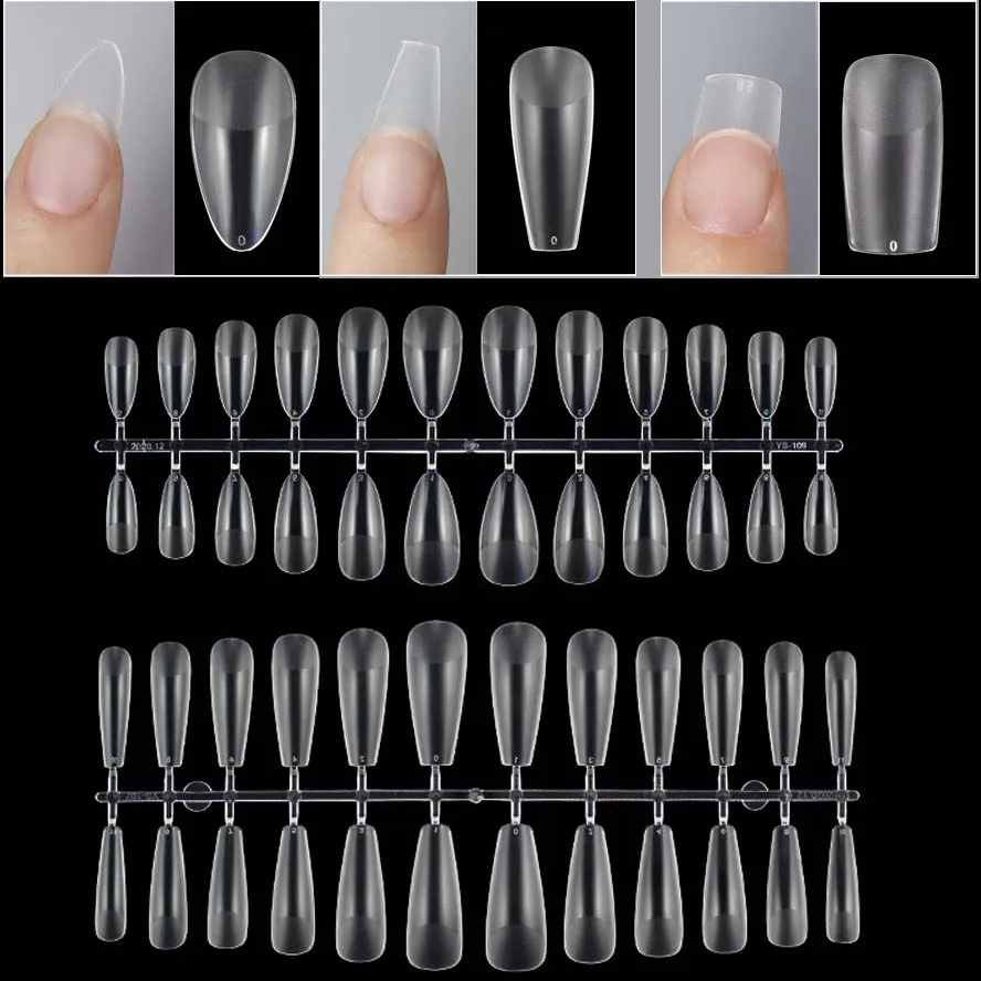 

120Pcs Bag Nail Tips Soft Gel For Nail Extension System Full Cover Sculpted Almond False Nails Artificial Press On Fake Nails