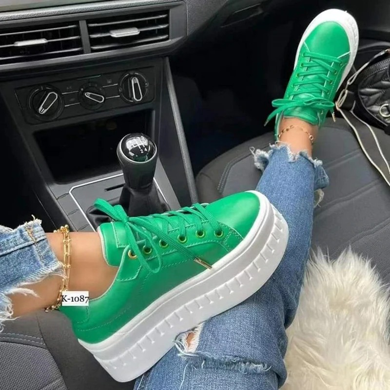 

Brown Sneakers Women Off White Shoes Lace-up Platform Shoes New Plus Size Sports Shoes Casual Black Shoes Women Fashion Sneakers