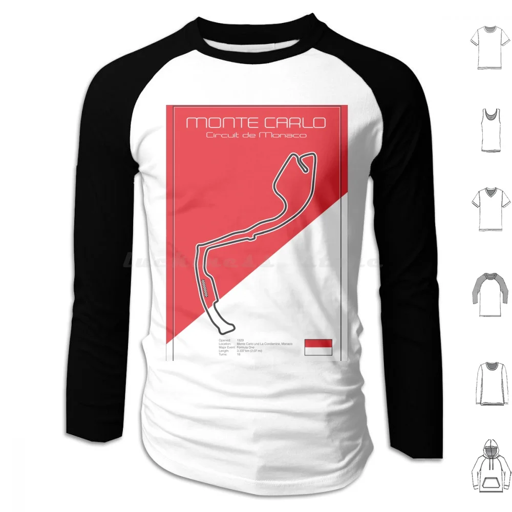 

Monte Carlo Racetrack Hoodies Long Sleeve Racing Speed Driver Racetrack Monza Daytona Winner Motor Racing Car Le Mans