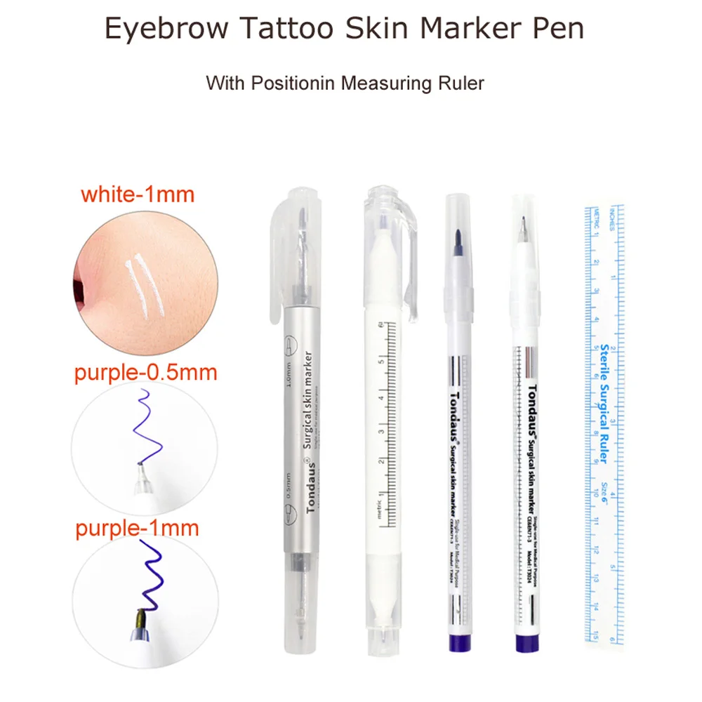 

30PCS 1mm/5mm Disposable Sterilized Waterproof Skin Munsu Positioning Marker Pens With Ruler