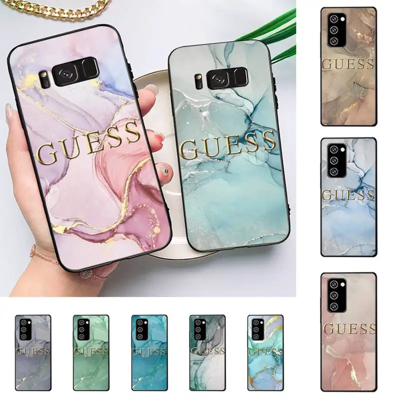 

Fashion Artistic Agate Marble Gold Bar Brand GUESS Phone Case For Samsung Galaxy Note10Pro Note20ultra note20 note10lite M30S