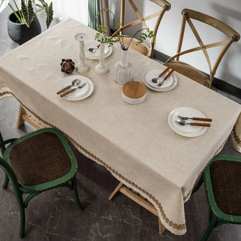 

Прямоугольная скатерть из хлопка и льна, кружевная скатерть для стола, скатерть для гостиной