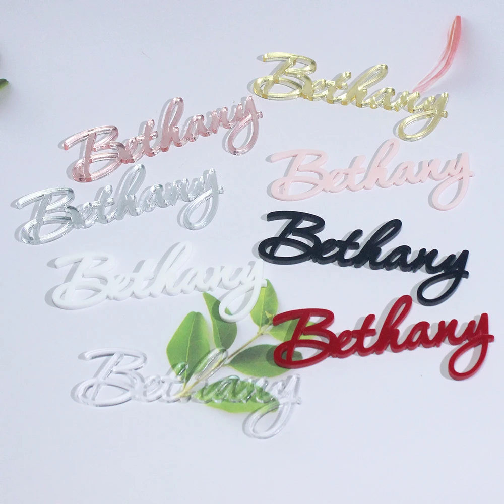 

25PCS Personalized Acrylic Wedding Place Table Cards Names Tags Baby Shower Name Favor Chocolate Name Tags