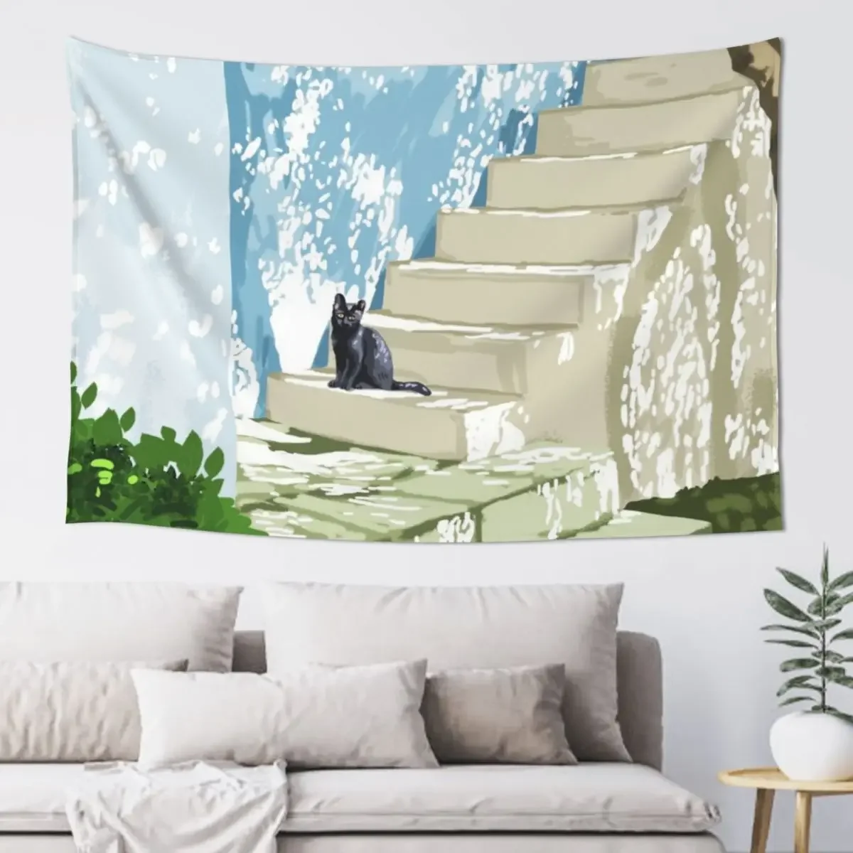 Гобелен Черный кот на шагах