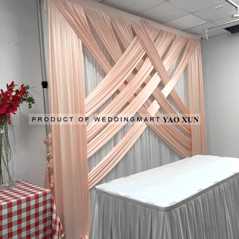 Спереди перекрещивается белый ледяной шелк свадебный фон занавеска сценический