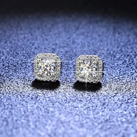 moissanite stone ear nail s925 silver luxury square bag moissanite silver ear nail source factory accessories