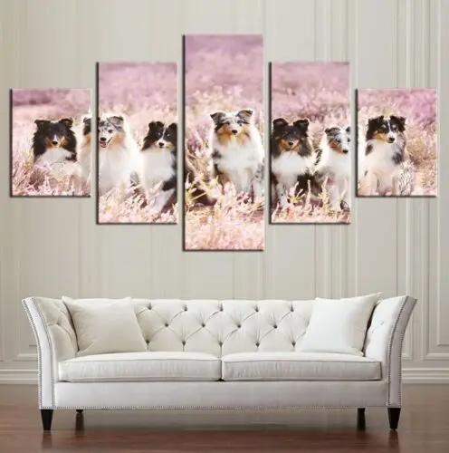 

5 шт., абстрактные картины на холсте с изображением собаки