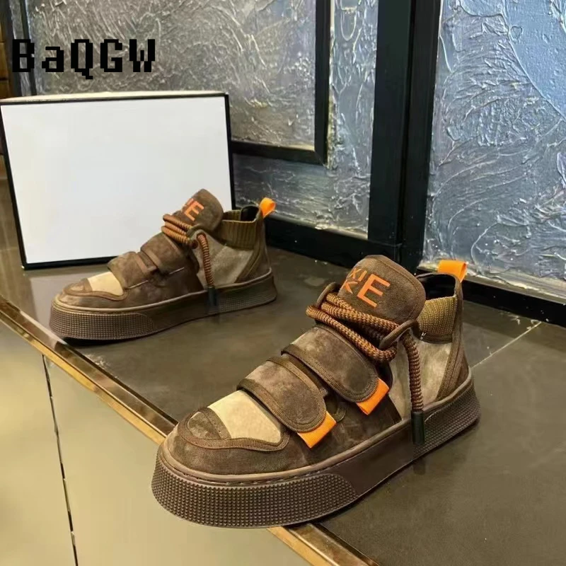 Кроссовки мужские высокие дизайнерская повседневная обувь модные кеды с цветным