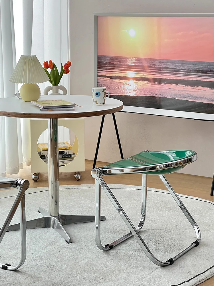 

Folding Chair Nordic Living Room Furniture Acrylic Folding Stool Creativity Home Dining Chairs Plastic Armchair Fishing Chair